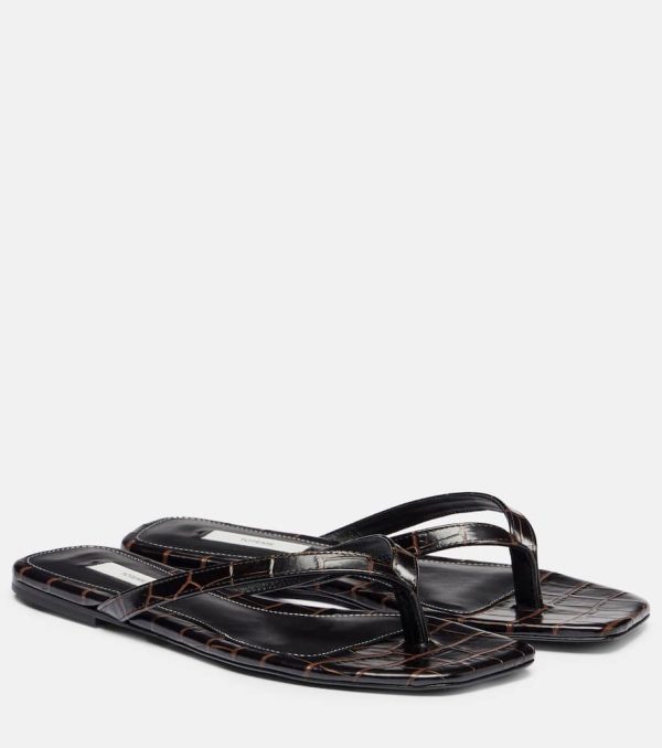 Toteme Croc-effect leather thong sandals