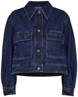 Toteme Cropped Denim Jacket - Dark Blue - 8