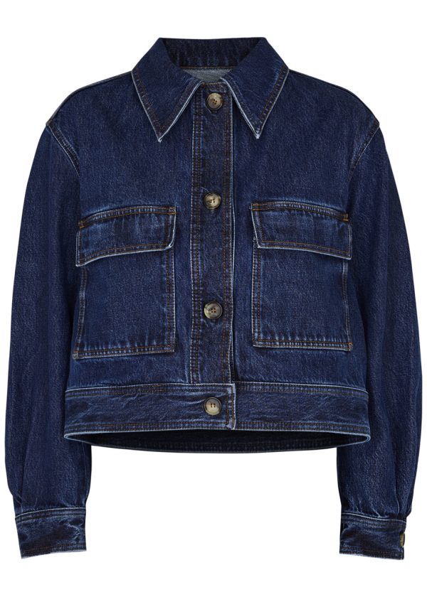 Toteme Cropped Denim Jacket - Dark Blue - 8