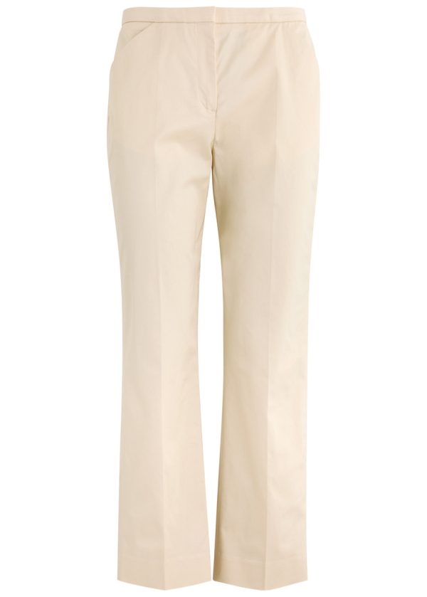Toteme Cropped Straight-leg Satin Trousers - Ecru - 40 (UK12 / M)