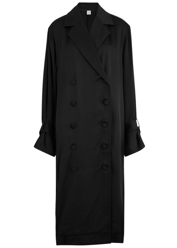 Toteme Double-breasted Satin Trench Coat - Black - 34 (UK6 /xs)