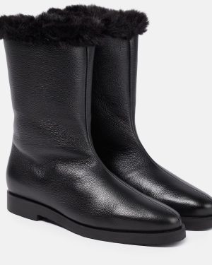 Toteme Faux fur-lined leather ankle boots