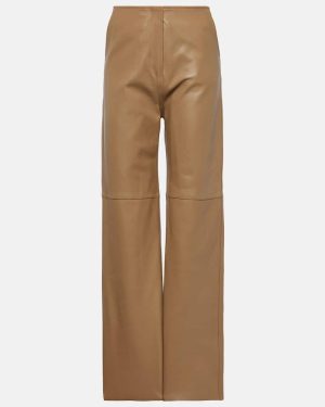 Toteme High-rise leather straight pants