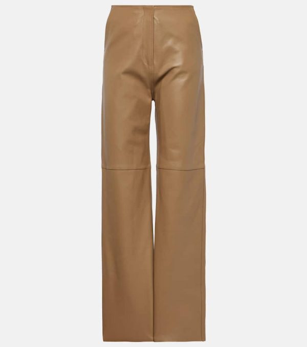 Toteme High-rise leather straight pants