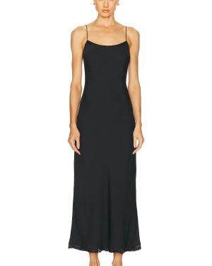 Toteme Satin Slip Dress in Black - Black. Size 40 (also in ).