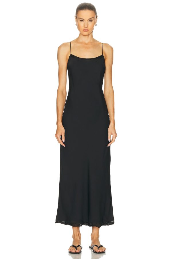 Toteme Satin Slip Dress in Black - Black. Size 40 (also in ).