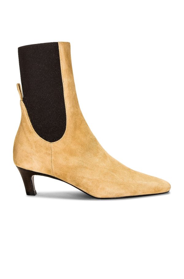 Toteme The Mid Heel Suede Boot in Beige - Beige. Size 35 (also in 36, 37).