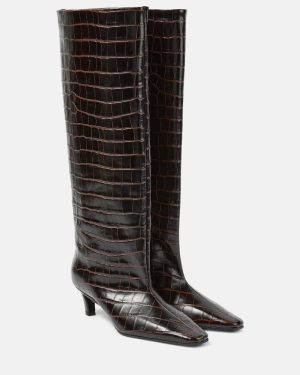 Toteme Wide Shaft croc-effect leather knee-high boots