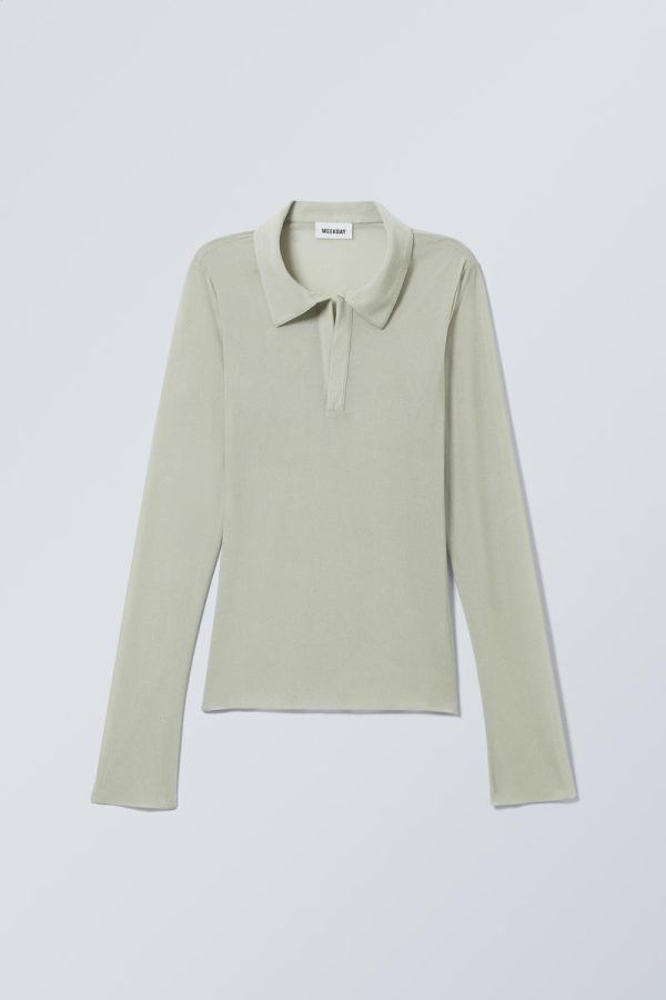 Transparent Long Sleeve Polo Top