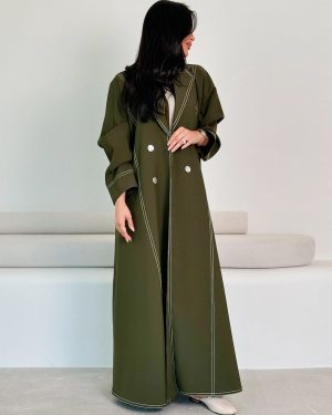Trench Coat For Women Practical Buttons Turndown Collar Long Sleeves Polyester Front Button