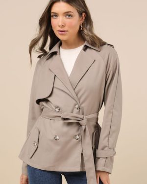 Trencherous Khaki Short Cropped Trench Coat