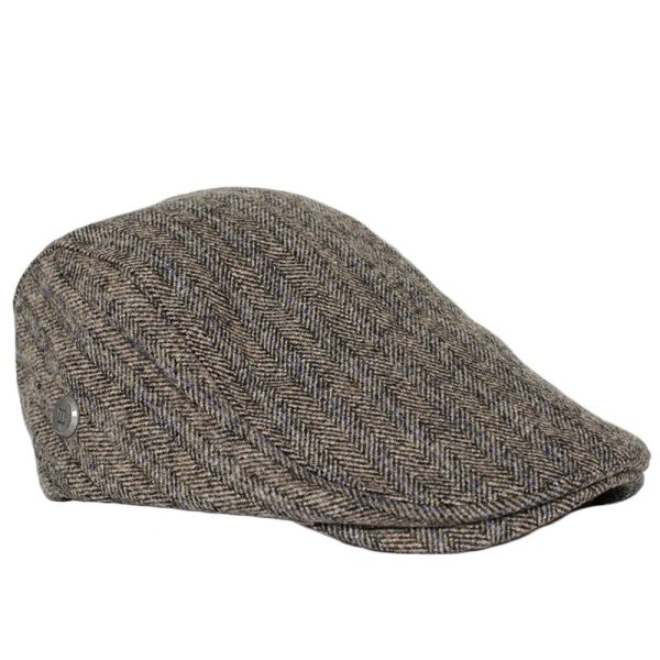 Tresanti Brown, Beige & Royal Blue Herringbone Checked Flat Cap - Size Large-Extra Large Size: Size: Large - X Large