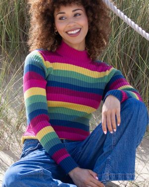 Trigon Womens 100% Organic Turtle Neck Knit Top -