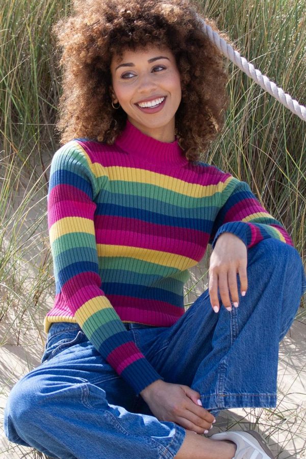 Trigon Womens 100% Organic Turtle Neck Knit Top -