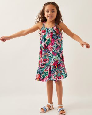 Tropical Floral Swing Dress Green