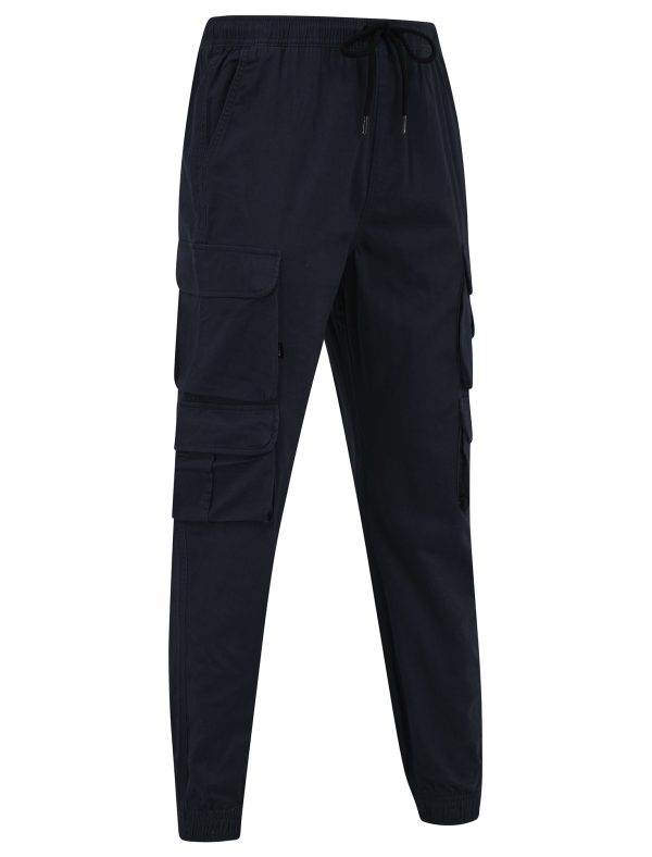 Trousers Cathay Cotton Twill Cuffed Multi-Pocket Cargo Jogger Pants in Sky Captain Navy / S - Tokyo Laundry