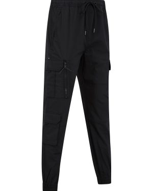 Trousers Irazu Stretch Cotton Blend Elastic Waist Multi-Pocket Cargo Trousers in Anthracite Black / S - Tokyo Laundry