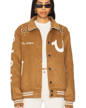 True Religion Wool Varsity Jacket in Brown. Size S.