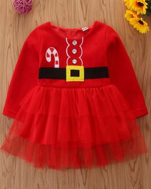 Tunic Dress For Christmas Red Polyester Fiber Christmas Holidays Party Dress