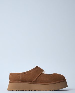 UGG Suede Bea Mary Jane Platform Shoes - Woman Slip Ons Camel Us - 08