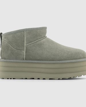 UGG Womens Classic Ultra Mini Platform Boots Shaded Clover Green, 7