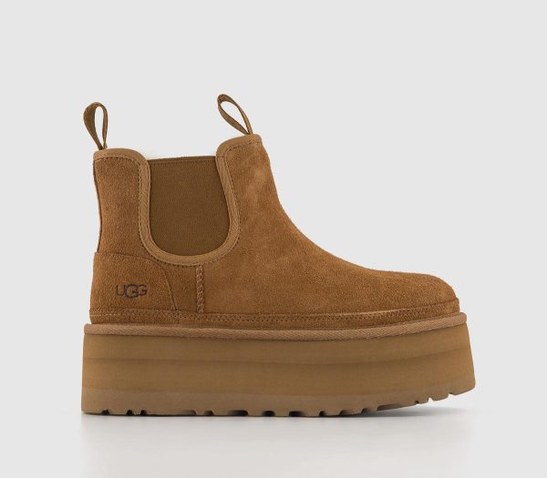 UGG Womens Ladies Brown Suede Neumel Platform Chelsea Boots, 6