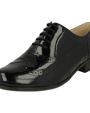 (UK 3, Black Patent) Ladies Clarks Brogues Hamble Oak - D Fit