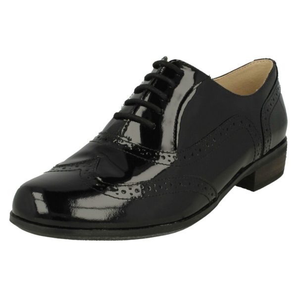 (UK 3, Black Patent) Ladies Clarks Brogues Hamble Oak - D Fit
