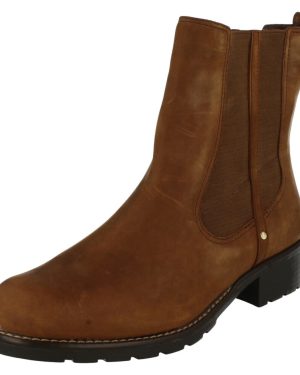 (UK 3, Brown) Ladies Clarks Chelsea Pull On Boots Orinoco Club - D Fit