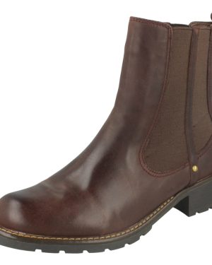 (UK 3, Burgundy (Red)) Ladies Clarks Chelsea Pull On Boots Orinoco Club - D Fit