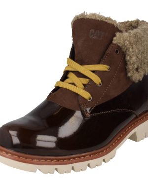(UK 3, Chocolate (Brown)) Ladies Caterpillar Ankle Boots Hub Fur