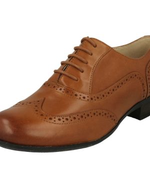 (UK 3.5, Dark Tan) Ladies Clarks Brogues Hamble Oak - D Fit