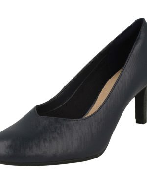 (UK 4, Navy (Blue)) Ladies Clarks Elegant Court Shoes Dancer Nolin - D Fit