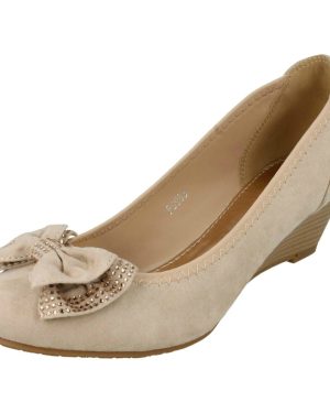 (UK 4, Nude (Ivory)) Ladies Anne Michelle Mid Wedge Court Shoes