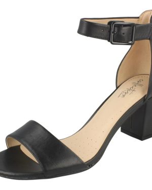 (UK 4.5, Black) Ladies Clarks Heeled Sandals Deva Mae - D Fit