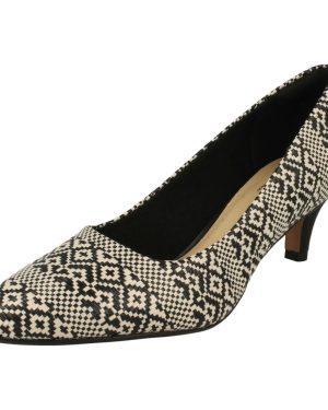 (UK 4.5, Black) Ladies Clarks Pointed Toe Court Shoes Linvale Jerica - D Fit