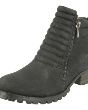 (UK 5, Black) Ladies Spot On Chunky Ankle Boots