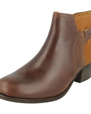 (UK 5, Dark Tan (Brown)) Ladies Clarks Ankle Boots Maypearl Lilac - D Fit