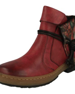 (UK 5, Red) Ladies Rieker Casual Ankle Boots Z6771