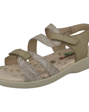 (UK 5.5, Grey) Ladies Padders Strappy Sandals Sunseek - 2E Fit