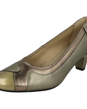 (UK 6, Antique Pewter (Silver)) Ladies Padders Elegant Court Shoes Jewel - EE Fit