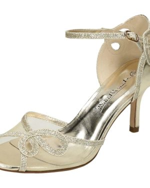 (UK 6, Gold) Ladies Anne Michelle Mid Heel Sandals
