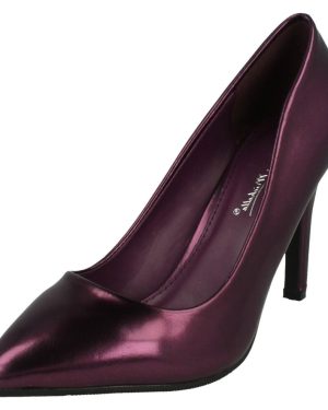(UK 6, Purple) Ladies Anne Michelle Metallic Court Shoes