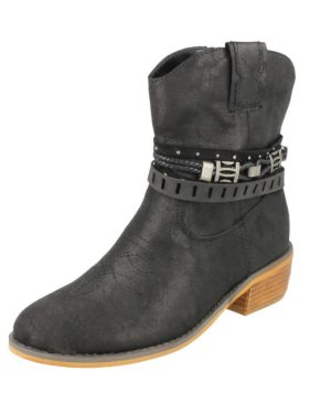 (UK 7, Black) Ladies Down To Earth Cowboy Boots F50950