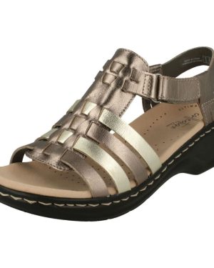 (UK 8, Metallic Multi (Gold)) Ladies Clarks Gladiator Style Sandals Lexi Bridge - D Fit