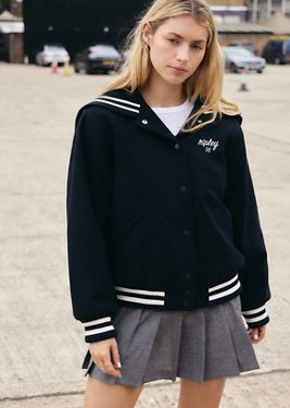 UO Sailor Varsity Jacket - Navy XS at Urban Outfitters