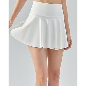 US Open Women's Tennis Skirts Tennis Skirts with Shorts Pleated Side Pockets Stretchable Tennis Golf Pickleball Solid Colored Bottoms White Tennis Clothing