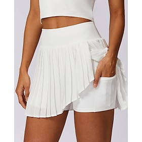 US Open Women's Tennis Skirts Tennis Skirts with Shorts Pleated Side Split Quick Dry Tennis Golf Pickleball Solid Colored Bottoms Black White Blue Tennis Cloth