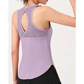 US Open Women's Workout Tank Top Sport Shirt Sports Tank Top Tank Top Sleeveless Tennis Golf Pickleball Crew Neck Solid Colored Cutout Back Mesh Back Black Pur