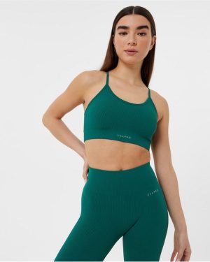 USA Pro Seamless Ribbed Sports Bra - Green